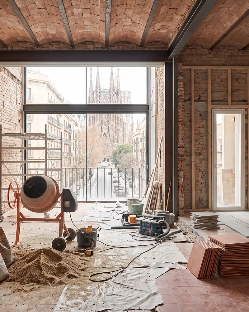 Salón reformado de una vivienda del Eixample de Barcelona